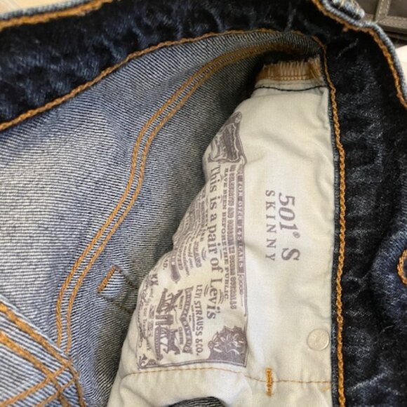 Levi's 501 Skinny Women's Size 28x28 Button Fly Denim Blue Jeans - Picture 2 of 6